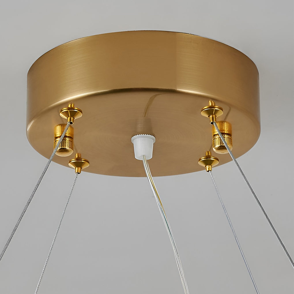 Modern Gold Round Crystal LED Chandelier 3 Step Dimming Nordic Pendant Light