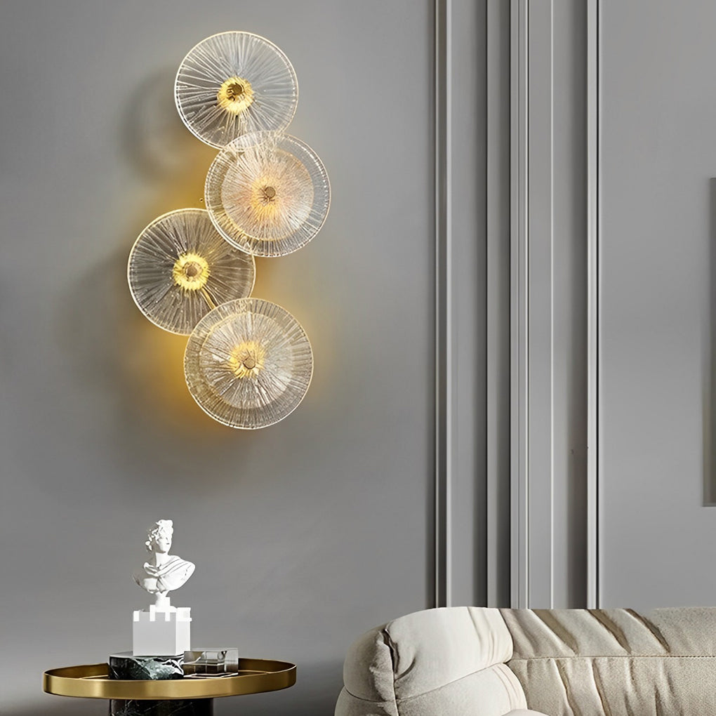 Modern Gold Round Glass LED Wall Sconce Nordic Indoor Lighting Fixture for Bedroom