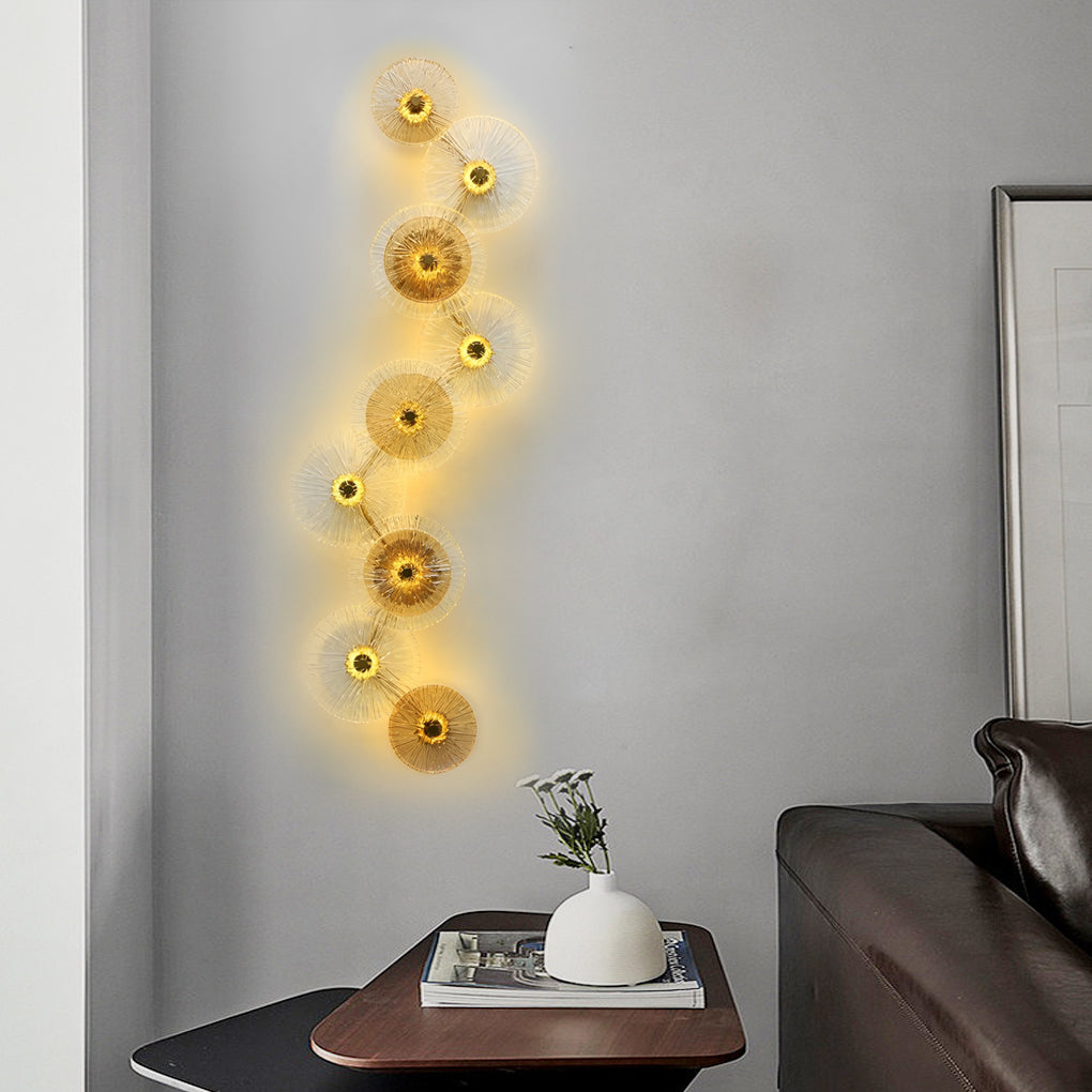 Modern Gold Round Glass LED Wall Sconce Nordic Indoor Lighting Fixture for Bedroom