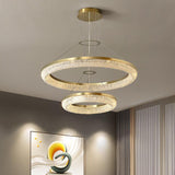Modern Gold Round Ring Crystal LED Chandelier for Living Room and Dining Room