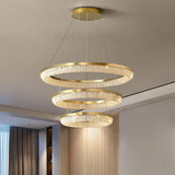 Modern Gold Round Ring Crystal LED Chandelier for Living Room and Dining Room