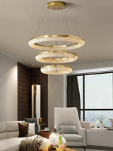 Modern Gold Round Ring Crystal LED Chandelier for Living Room and Dining Room