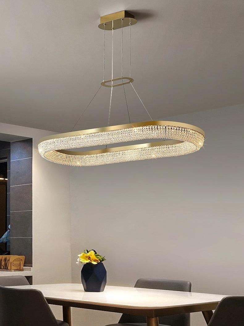 Modern Gold Round Ring Crystal LED Chandelier for Living Room and Dining Room