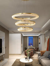 Modern Gold Round Ring Crystal LED Chandelier for Living Room and Dining Room