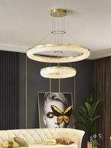 Modern Gold Round Ring Crystal LED Chandelier for Living Room and Dining Room