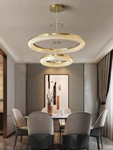 Modern Gold Round Ring Crystal LED Chandelier for Living Room and Dining Room