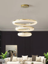 Modern Gold Round Ring Crystal LED Chandelier for Living Room and Dining Room