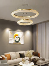 Modern Gold Round Ring Crystal LED Chandelier for Living Room and Dining Room