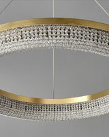 Modern Gold Round Ring Crystal LED Chandelier for Living Room and Dining Room