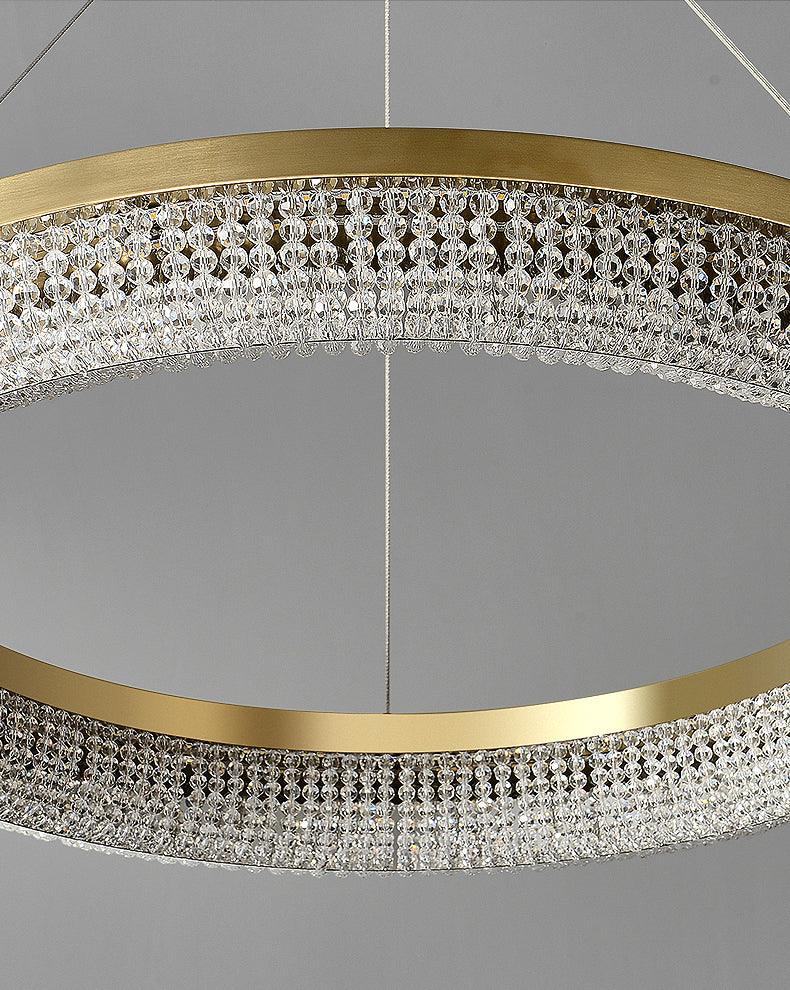 Modern Gold Round Ring Crystal LED Chandelier for Living Room and Dining Room