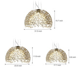 Modern Gold Semicircle Crystal LED Chandelier Luxury Sparkle Star Sphere Pendant Light