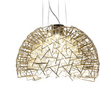 Modern Gold Semicircle Crystal LED Chandelier Luxury Sparkle Star Sphere Pendant Light