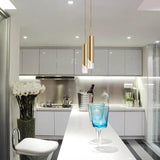Modern Gold Slender Cylinder Pendant Light with Crystal Column LED Hanging Fixture