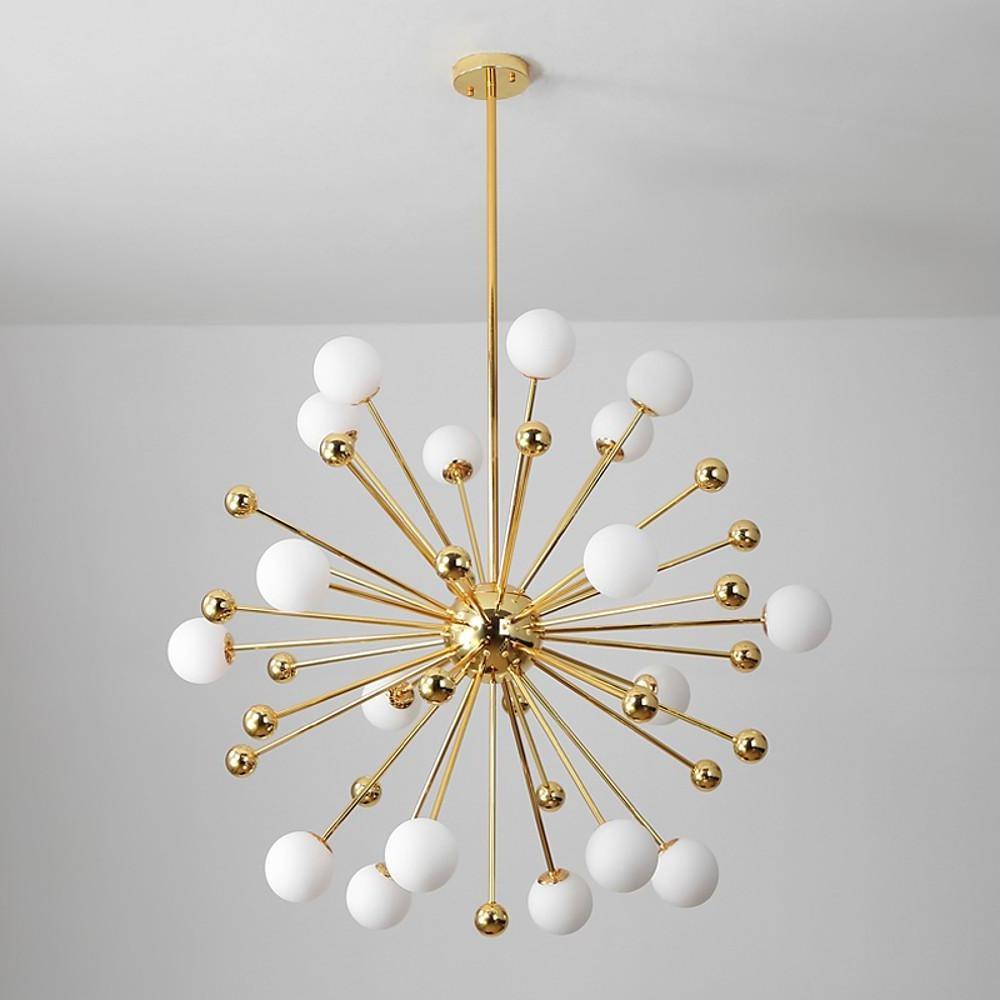 Modern Gold Sputnik Chandelier 18 Light Nordic Glass Globe Pendant for Living Room