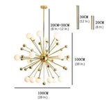 Modern Gold Sputnik Chandelier 18 Light Nordic Glass Globe Pendant for Living Room