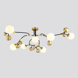 Modern Gold Sputnik Chandelier 7 Light LED Glass Globe Ceiling Fixture for Home Decor