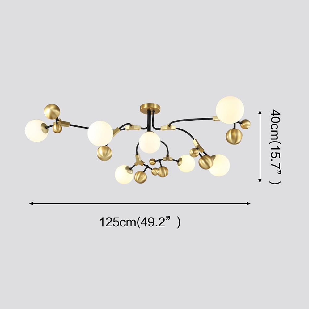 Modern Gold Sputnik Chandelier 7 Light LED Glass Globe Ceiling Fixture for Home Decor