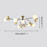 Modern Gold Sputnik Chandelier 7 Light LED Glass Globe Ceiling Fixture for Home Decor