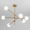 Modern Gold Sputnik Chandelier with 6 Glass Globe Lights Geometrical Pendant Lighting Fixture