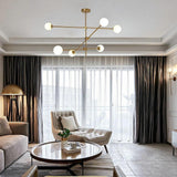 Modern Gold Sputnik Chandelier with 6 Glass Globe Lights Geometrical Pendant Lighting Fixture