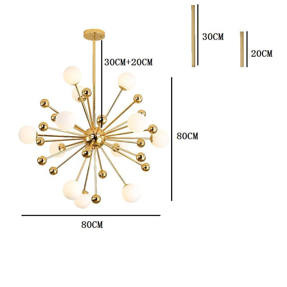 Modern Gold Sputnik Cluster Chandelier 12 Light Globe Glass Bubble Pendant Fixture