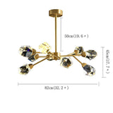 Modern Gold Sputnik Crystal Chandelier 9 Light Luxury Geometric Pendant Ceiling Fixture
