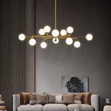 Modern Gold Staggered Glass Globe Chandelier Multi Arm Ceiling Light Fixture