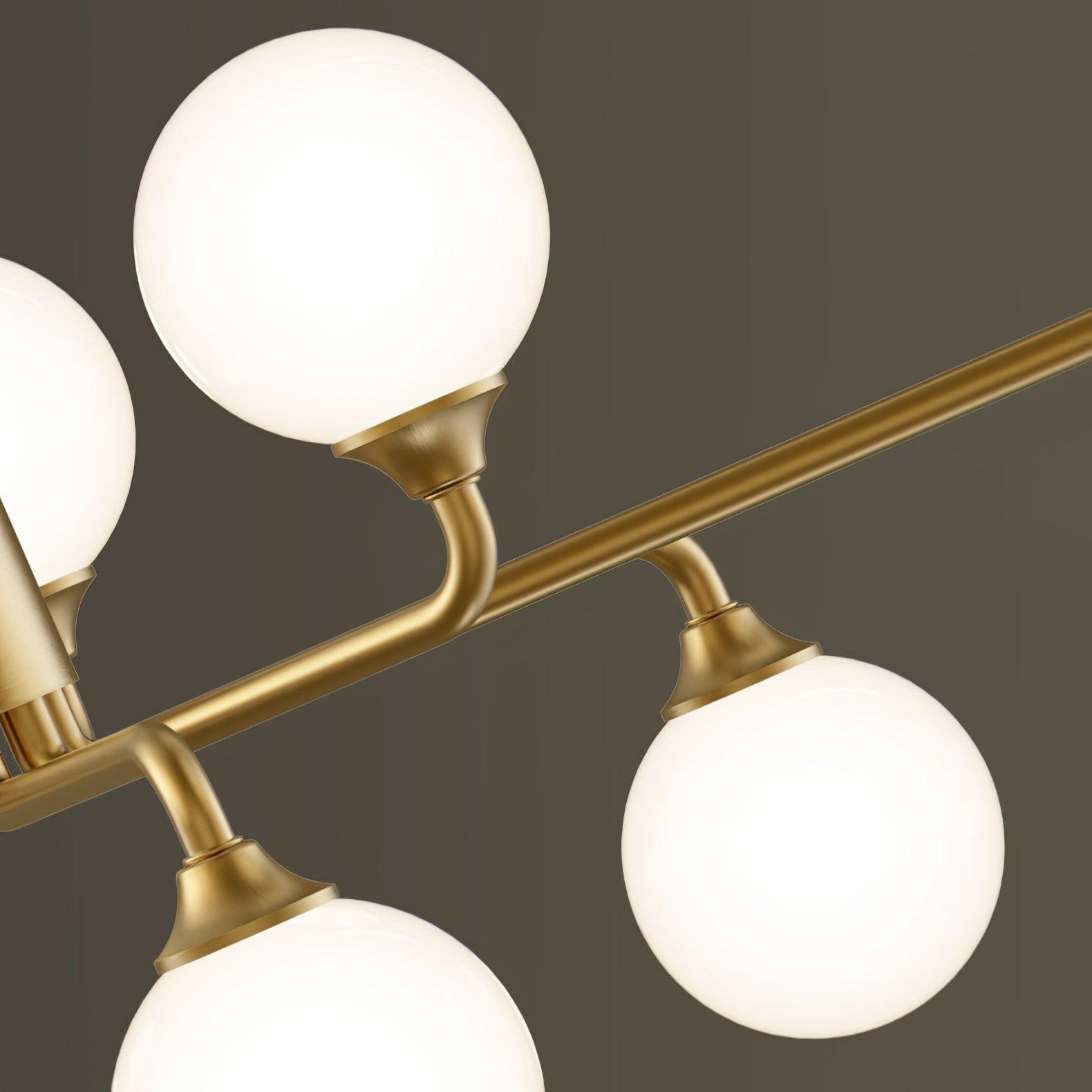 Modern Gold Staggered Glass Globe Chandelier Multi Arm Ceiling Light Fixture