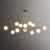 Modern Gold Staggered Glass Globe Chandelier Multi Arm Ceiling Light Fixture
