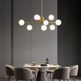 Modern Gold Staggered Glass Globe Chandelier Multi Arm Ceiling Light Fixture