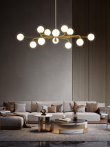 Modern Gold Staggered Glass Globe Chandelier Multi Arm Ceiling Light Fixture