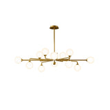 Modern Gold Staggered Glass Globe Chandelier Multi Arm Ceiling Light Fixture