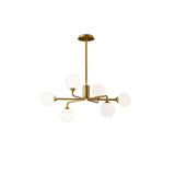 Modern Gold Staggered Glass Globe Chandelier Multi Arm Ceiling Light Fixture