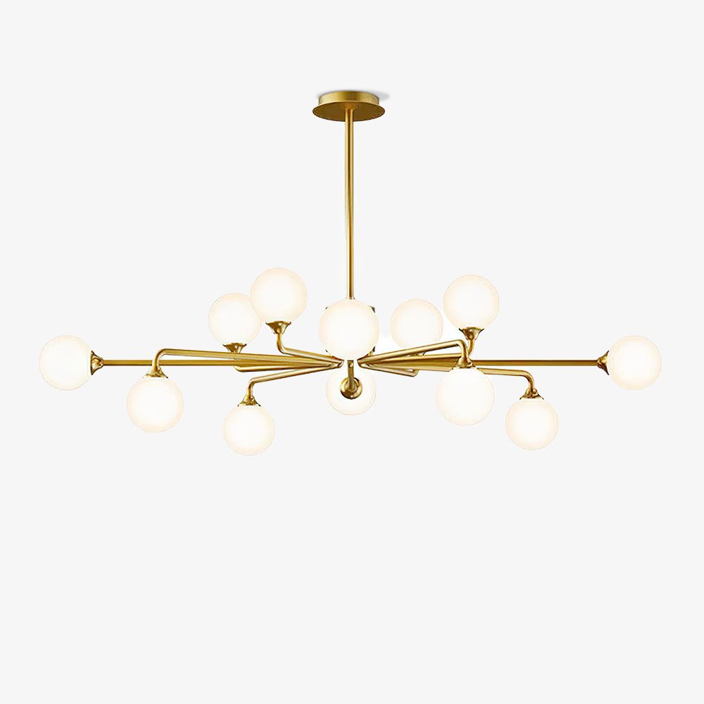 Modern Gold Staggered Glass Globe Chandelier Multi Arm Ceiling Light Fixture