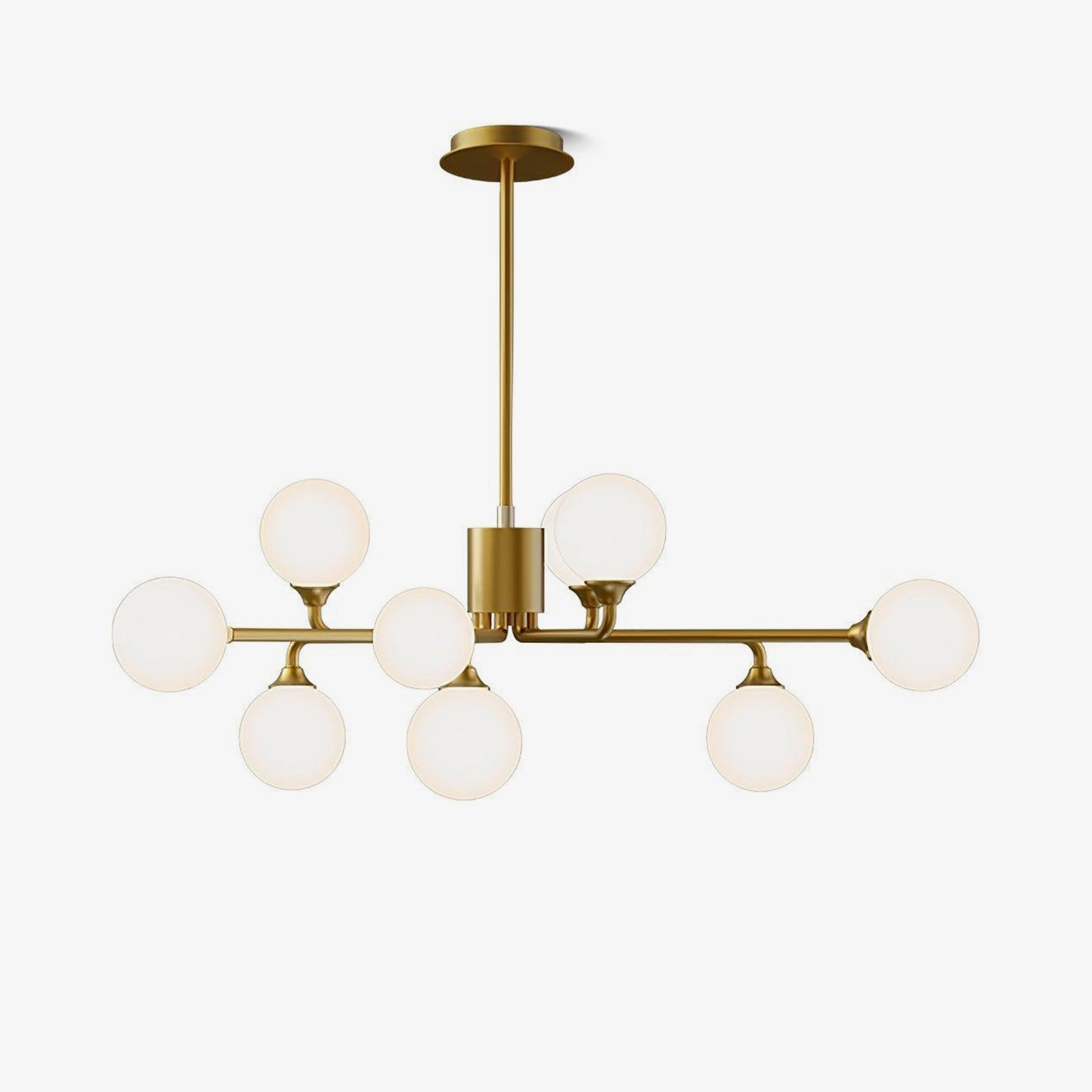 Modern Gold Staggered Glass Globe Chandelier Multi Arm Ceiling Light Fixture