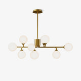 Modern Gold Staggered Glass Globe Chandelier Multi Arm Ceiling Light Fixture
