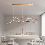 Modern Gold Stainless Steel Chainlink LED Chandelier Dimmable Pendant Light for Dining Room