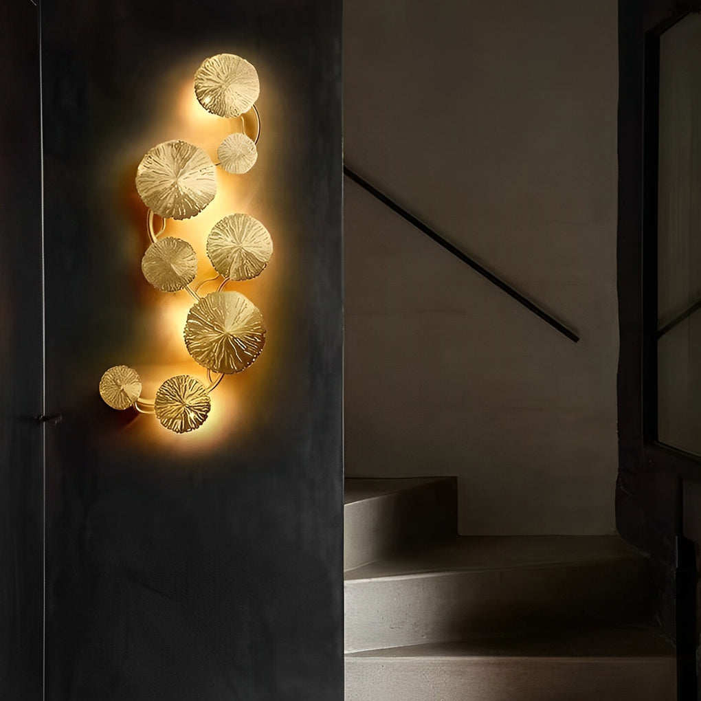 Modern Gold Stainless Steel Lotus Leaf Decorative Wall Sconce Lighting for Bedroom Living Room