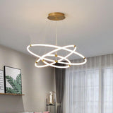 Modern Gold Surround Circle LED Chandelier with Acrylic Shades 2 or 3 Ring Pendant Light