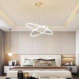 Modern Gold Surround Circle LED Chandelier with Acrylic Shades 2 or 3 Ring Pendant Light