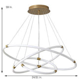 Modern Gold Surround Circle LED Chandelier with Acrylic Shades 2 or 3 Ring Pendant Light