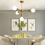 Modern Gold Symmetrical 4 Light Pendant Fixture 27 Inch Iron Chandelier for Living Room