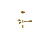 Modern Gold Symmetrical 4 Light Pendant Fixture 27 Inch Iron Chandelier for Living Room