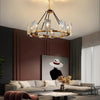 Modern Gold Wagon Wheel Chandelier with Crystal Shades and 8 or 10 Light Options