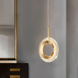 Modern Gold Water Drop LED Pendant Light with Circle Design and Three Step Dimming Feature