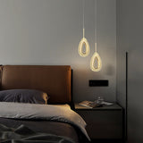 Modern Gold Water Drop LED Pendant Light with Circle Design and Three Step Dimming Feature