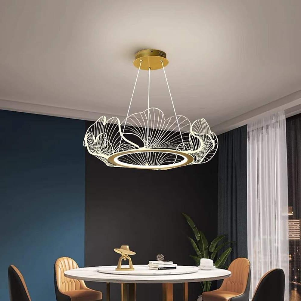 Modern Gold Wave LED Chandelier 33 Inch Round Acrylic Pendant Ceiling Light