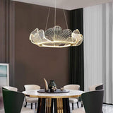 Modern Gold Wave LED Chandelier 33 Inch Round Acrylic Pendant Ceiling Light