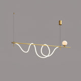 Modern Gold Wave LED Pendant Light Minimalist Linear Chandelier for Dining Room