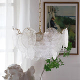 Modern Gold Wavy Glass Disc Chandelier Elegant Semi Flush Mount Ceiling Light